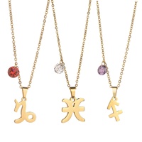 Collar con Colgante de Piedra de Nacimiento de Circonita, Chapado en Oro de 18K, Multicolor, Económico, para Mujer, con Signo Zodiacal Brasileño, XRNH4