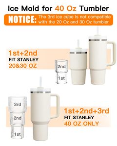 ถาดทำน้ำแข็งสำหรับแก้วน้ำ 30/40 ออนซ์ 3 ชิ้น แบบซิลิโคนทรงกระบอก พร้อมฝาปิดและถังสำหรับแช่แข็งและถอดน้ำแข็ง - Product Image 4