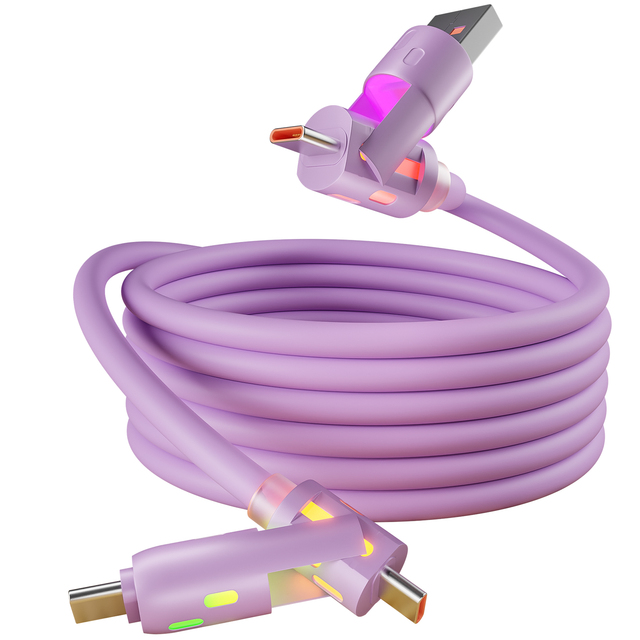 5FT USB C to C 4-in-1 Charging Cable Multi Charger with Light for iPhone 16/15/14 & All Devices USB C Data Cables
