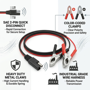 Kabel Harness Baterai Mobil Motor 2-Pin Quick Disconnect Custom SAE ke Kabel Jepit Buaya untuk Baterai Mobil - Product Image 2
