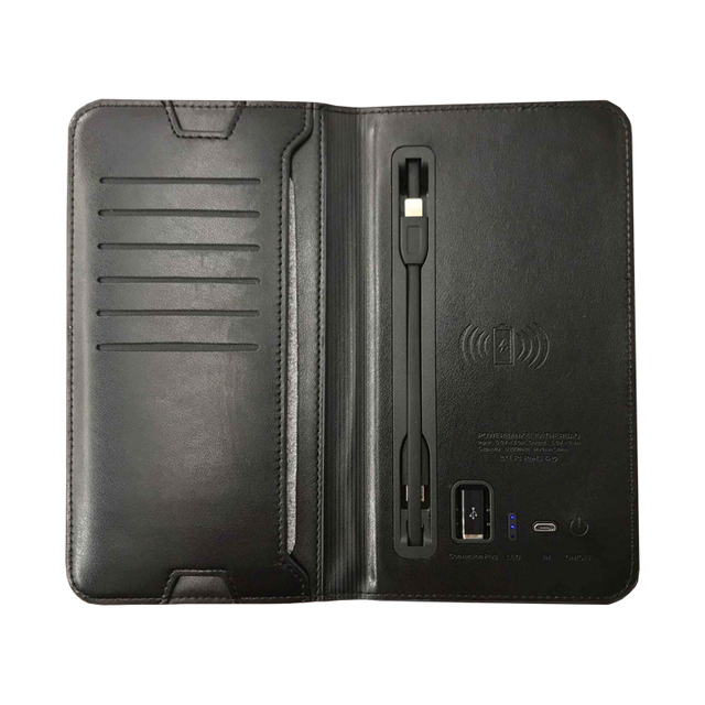 2026 RFID Blocking Smart Wallet with 5000mAh Power Bank | MagSafe Minimalist Leather Wallet | Wireless Charging Business Gift