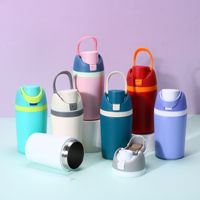 Bouteille d'eau isotherme en acier inoxydable bleu roi de 350 ml pour enfants, avec ouverture à une touche, tasse pour étudiants, sans BPA, pour voyage et camping