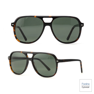 偏光ユニセックスパイロットサングラス UV400保護 快適なフルリムフレーム 高級ブランド Pureline Eyewear - Product Image 2