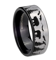Bague de mariage sur mesure hommes chasseurs 8mm noir gris ours forêt montagne tungstène bande confort Fit anneau