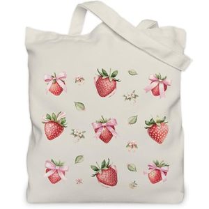 Bolsa de Mano de Lona Rosa con Lazo, Estilo Coqueta, Reutilizable, Ecológica, con Estampado de Apple Book, para Compras, Viajes, Regalos - Product Image 1