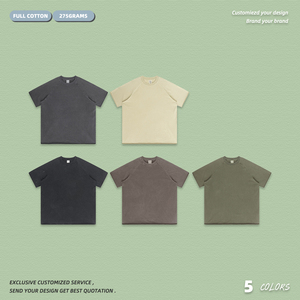 Camiseta de Verano de Manga Corta Raglán con Dobladillo Curvo, 275G, 100% Algodón, Lavado Ácido, Estilo Vintage Urbano - Product Image 2