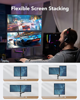 Support de moniteur double en métal de 13'' à 32'' pour bureau debout