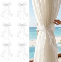 Attaches de rideaux en organza transparent blanc nacré avec nœuds en dentelle, lot de 6, en ruban de gaze douce, supports de fenêtre légers, décoration décontractée pour la maison