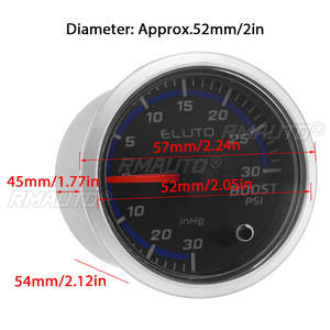 Medidor de Presión de Turbo Universal para Automóvil, -1~2 BAR/-30~30 PSI, 2'' 52mm, 7 Colores LED, 12V, Indicador de Presión de Turbo - Product Image 4