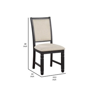 Anji - Ensemble de 2 chaises de salle à manger latérales de 24 pouces, siège rembourré convertible, dossier incurvé, pieds en bois, moderne, noir, beige - Product Image 2