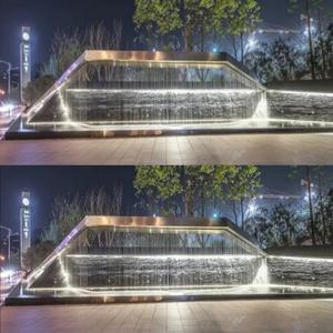 Fontana Commerciale Moderna in Acciaio Inossidabile con Fibra Ottica, Spruzzo d'Acqua, Rocce e Design a Rete Rossa per Esterni, Facile da Installare - Product Image 3