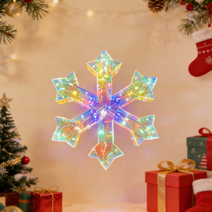ของตกแต่งคริสต์มาสแบบแขวนในร่มรูปทรงเกล็ดหิมะโฮโลแกรมพร้อมไฟ ใช้พลังงานจาก USB ทำจากพลาสติกเป็นมิตรกับสิ่งแวดล้อม ทำด้วยมือ - Product Image 1