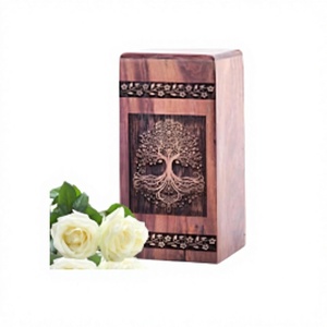 Árbol de la vida con hojas giratorias, urna de madera para entierro, urna grande de cremación para cenizas humanas, urna masculina para adultos con bolsa de terciopelo gratis - Product Image 1