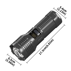 ยุนมัยไฟฉายแบบชาร์จไฟได้ 60W XHP360 30LED จอแสดงผลดิจิตอลซูมได้ไฟฉายยุทธวิธีกันน้ำ - Product Image 3