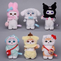 Produit phare : Peluche japonaise de 10 cm (4 pouces) en collaboration Shark Cat, modèle Kuromied Melodyed, petite poupée pendentif porte-clés pour machine à griffes