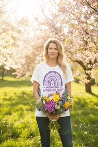 T-shirt per la Giornata internazionale della donna, per donna, 100% cotone, stampa arcobaleno, casual, girocollo, manica corta, abbigliamento primaverile ed estivo - Product Image 2