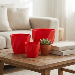 Mini pots à cactus modernes en plastique rouge, vert, blanc, noir pour une utilisation sur le bureau, en intérieur, petite taille - Product Image 3