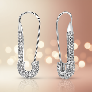 Orecchini a Cerchio E3661 in Oro Bianco con Cristalli e Strass, Lussuosi Accessori da Donna per Uso Quotidiano - Product Image 2