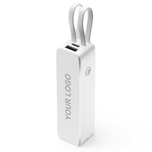 Mini Banco de Energía Personalizado con Logotipo, Cargador Portátil de 5000 mAh con Cables Integrados y Linterna, el Mejor Regalo Promocional - Product Image 1