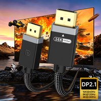 Cable DP 2.1 de 16K y 80Gbps, DisplayPort a DisplayPort, Trenzado, con Carcasa de Aluminio Chapada en Oro, para Monitor, Juegos y Proyector