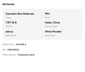 Ácido Tranexámico de Alta Pureza Grado Cosmético 99% |   Agente Abrillantador en Polvo Blanco para Formulación de Productos para el Cuidado de la Piel, Origen China - Product Image 6