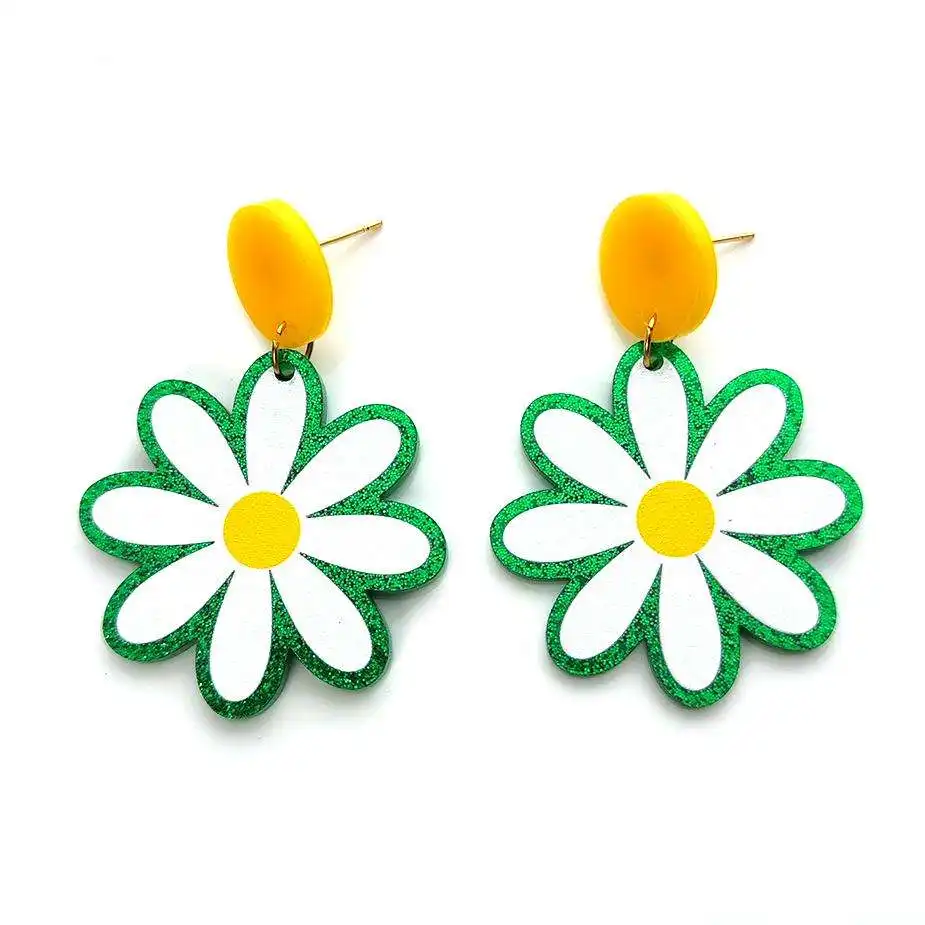 ERS133ER1074 Original Daisy Pendant Cute Glitter Jewelry Set Pendientes acrílicos de calidad fina Fiestas infantiles Colgantes de moda