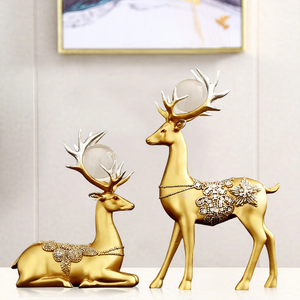 2025年 メーカー直販 高級樹脂製 塗装済み 環境に優しい鹿の彫刻 ホームデコレーション 光沢のあるカップル像 - Product Image 6