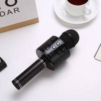 Microphone sans fil Bluetooth WS858, haut-parleur intégré pour chant et audio, microphone Ktv domestique rechargeable