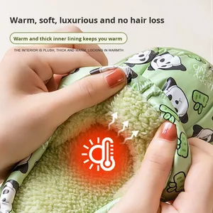 Enfants hiver fourrure Panda imprimé pantoufles garçons filles intérieur imperméable antidérapant chaud maison chaussures - Product Image 2