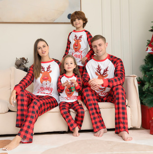 Pijamas infantis europeus e americanos, conjunto de roupas para bebês, crianças, pijama de natal, família - Product Image 3