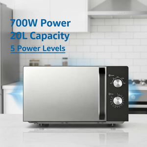 Nuevo Horno Microondas de Acero Inoxidable de 20L, Voltaje Global 110-240V, 700W, 5 Niveles de Potencia, Plato Giratorio Grande de 255mm, Temporizador de 35 Minutos - Product Image 3