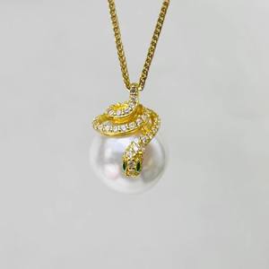 Pendentif en argent S925 avec perles rondes de 11-13 mm pour femmes, accessoires en perles DIY 31248, chapeau de Noël vide, pendentif tendance - Product Image 2