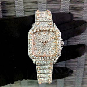 Luxury Moissanite Mechanical Watch Stainless Steel Case Sapphire Crystal Dial Fully Iced Analog Bracelet 20mm Vintage Unisex - Product Image 1