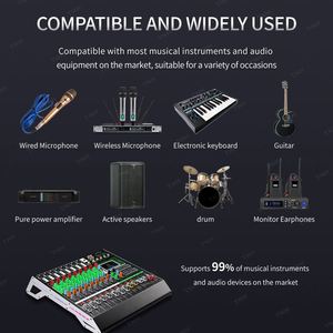 Tnh MC-RX8 Hoge Kwaliteit 8 Kanaals <span class=keywords><strong>Dj</strong></span> <span class=keywords><strong>Controller</strong></span> Met 256 Dsp Reverb Effect Bt Usb Mixer Usb Voor Karaoke Stage Prestaties - Product Image 6