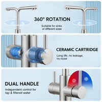Filtre à eau 304 acier inoxydable sans plomb robinet d'eau potable 3 voies robinet de cuisine filtre RO robinet d'eau