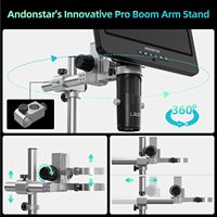 Microscope vidéo LCD 4K HD 10,1 pouces, objectif C-Mount 150X, capteur 16MP, caméra numérique, source de lumière LED, mise au point manuelle, grand support métallique