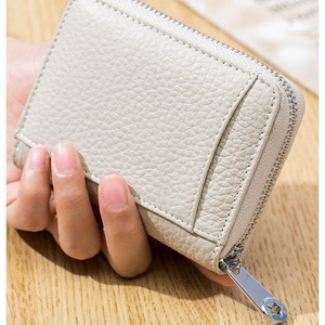 Women's Luxury RFID Feature Vintage Style Slim Wallet Clutch <b>Purse</b> Genuine Leather with Polyester Lining Open Closure - Product Image 2