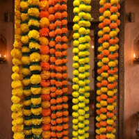 Lot de Jasmine Marigold, toile de fond de Fusion, ficelle de fleurs, décoration indienne, aspect naturel, brin coloré, cadeau, feuille verte