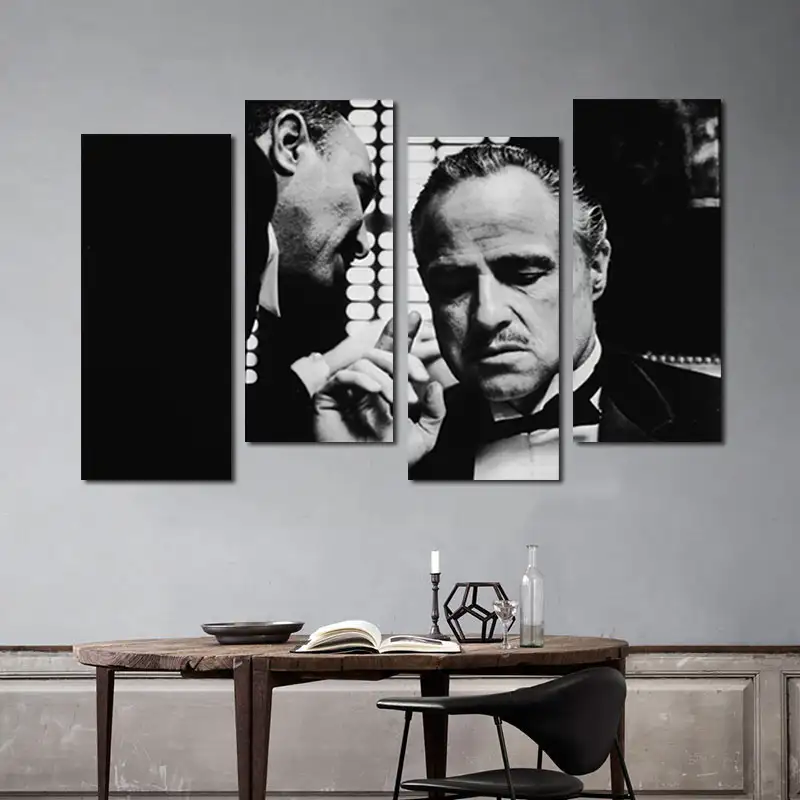 الحديثة 4 لوحات ريترو جدار الفن الملصقات قماش يطبع الأسود والأبيض الفيلم صورة الصورة ل غرفة المعيشة المنزلي الديكور