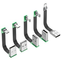 Câble de charge et de données Micro USB plat en silicone avec conducteur en cuivre, longueur 1m/2m, conception à circuit imprimé nu pour téléphones mobiles et PC