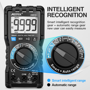 Mestek — multimètre numérique LCD, comptage à 9999 points, testeur de résistance à tension AC ou DC, multimètre de continuité de fréquence - Product Image 6