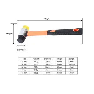 6 Oz 8 Oz 10 Oz 12 Oz 18 Oz 24 Oz 32 Oz Rubber Mallet Double-Faced Soft Hammer With Fiberglass Handle Rubber Hammer