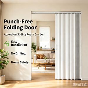 <span class=keywords><strong>Porte</strong></span> pliante moderne en PVC sans perçage, installation facile, <span class=keywords><strong>porte</strong></span> <span class=keywords><strong>coulissante</strong></span> accordéon pour cuisine ouverte - Product Image 2