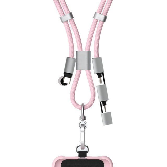Cell Phone Lanyard 2-in-1 Crossbody Strap with Pure Copper USB 2.0 Cable Braid Shielding & 3A Fast Charging