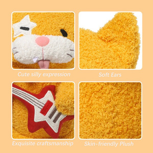 Peluche de Gato Guitarrista Naranja Suave Certificado por ASTM, Juguete de Peluche de Gatito Kawaii de Estrella de <span class=keywords><strong>Rock</strong></span>, Amigable con la Piel - Product Image 3