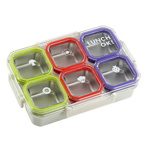 Boîte à lunch de luxe en acier inoxydable 2026, vente en gros, logo personnalisé, boîte bento avec poignée et compartiments, conteneur alimentaire scolaire pour enfants - Product Image 4