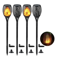 Lampe de jardin solaire LED 51/96 super lumineuse, étanche IP68, avec détecteur de mouvement, effet flamme, pour pelouse