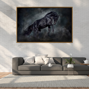 Dramatic Equine Print: Rustic Equine <b>Canvas</b> Artwork, Elegant Home Decor,GOLD <b>FRAMED</b> <b>CANVAS</b> - Product Image 3