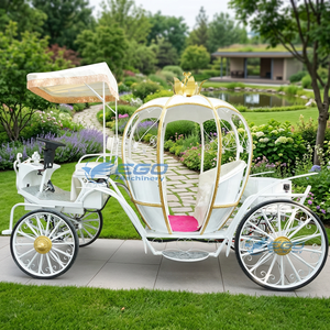 Chariot de mariage style citrouille à prix abordable, chariot de mariée blanc avec roues à vendre - Product Image 1