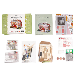 <span class=keywords><strong>Robotime</strong></span> Rolife 3D Puzzles en bois DG148 Miel Magasin de glaces DIY <span class=keywords><strong>Miniature</strong></span> Maison de poupée Artisanat en bois - Product Image 6